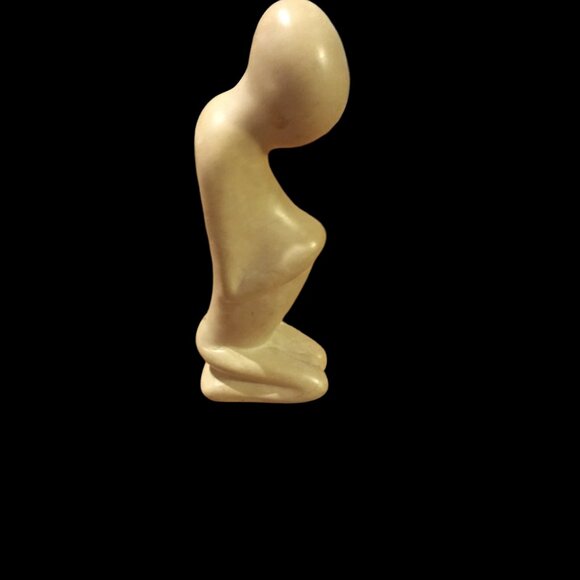 African Soapstone Figurine Sculpture, Hand Carved Soapstone Woman, Home Decor - Picture 2 of 9